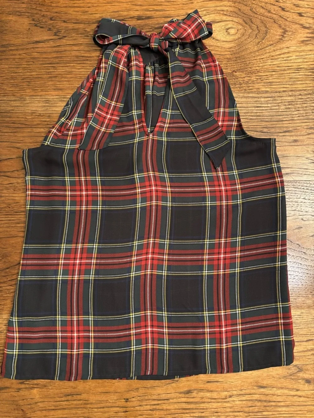 J.Crew Plaid Halter Tie-Neck Size 6 Red & Black Tartan Sleeveless Holiday Top